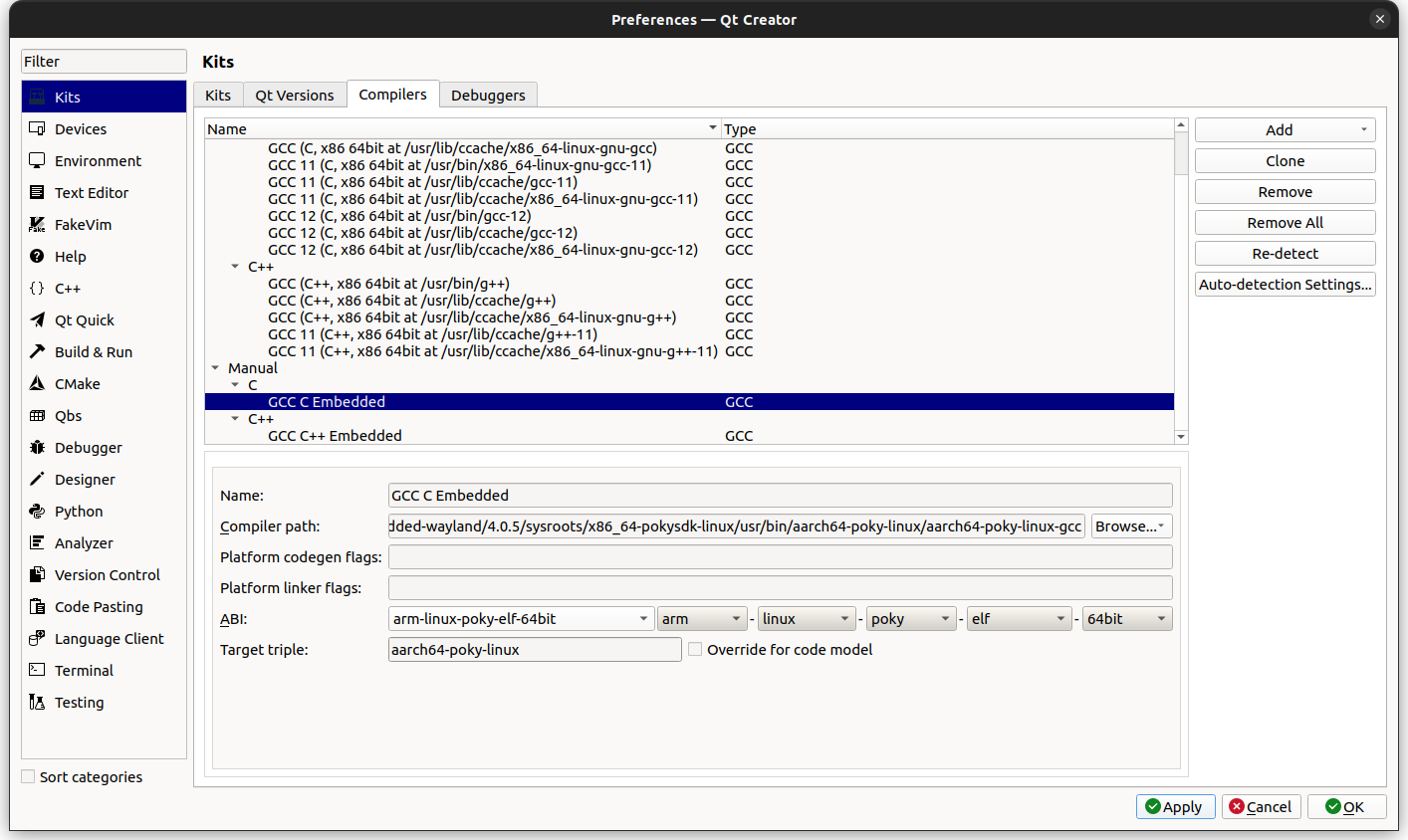 Qt Creator -
Compilers