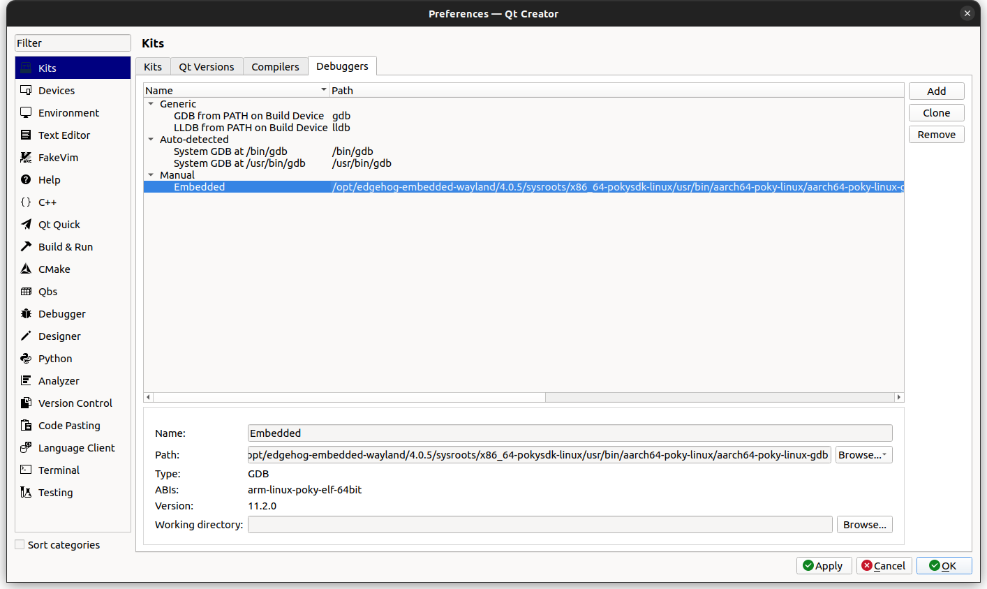 Qt Creator -
Debuggers