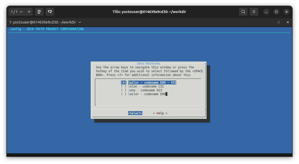 Menuconfig customized machine