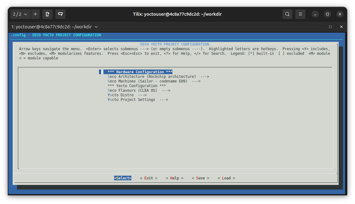 Menuconfig E09 landing page